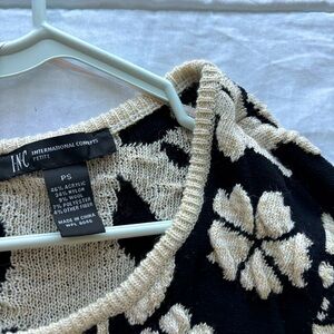 Inc International Concepts Long Sleeve Jacquard Sweater Dress BLACK